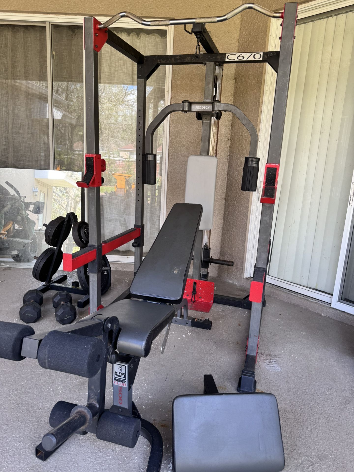 Weider Pro Power Rack, Weider Pro Bench, Cable Attachments, And