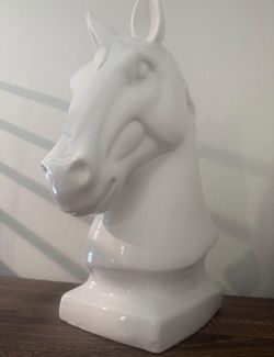 Large White Horse Head Sculpture. Chess Ceramic