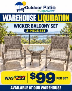 3-Piece Wicker Balcony Set