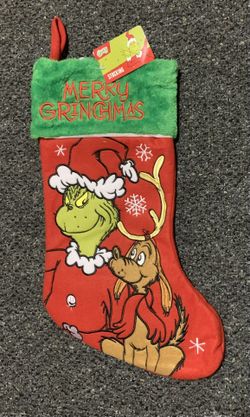 New The Grinch and Max deluxe embroidered Merry Grinchmas fleece Christmas stocking 