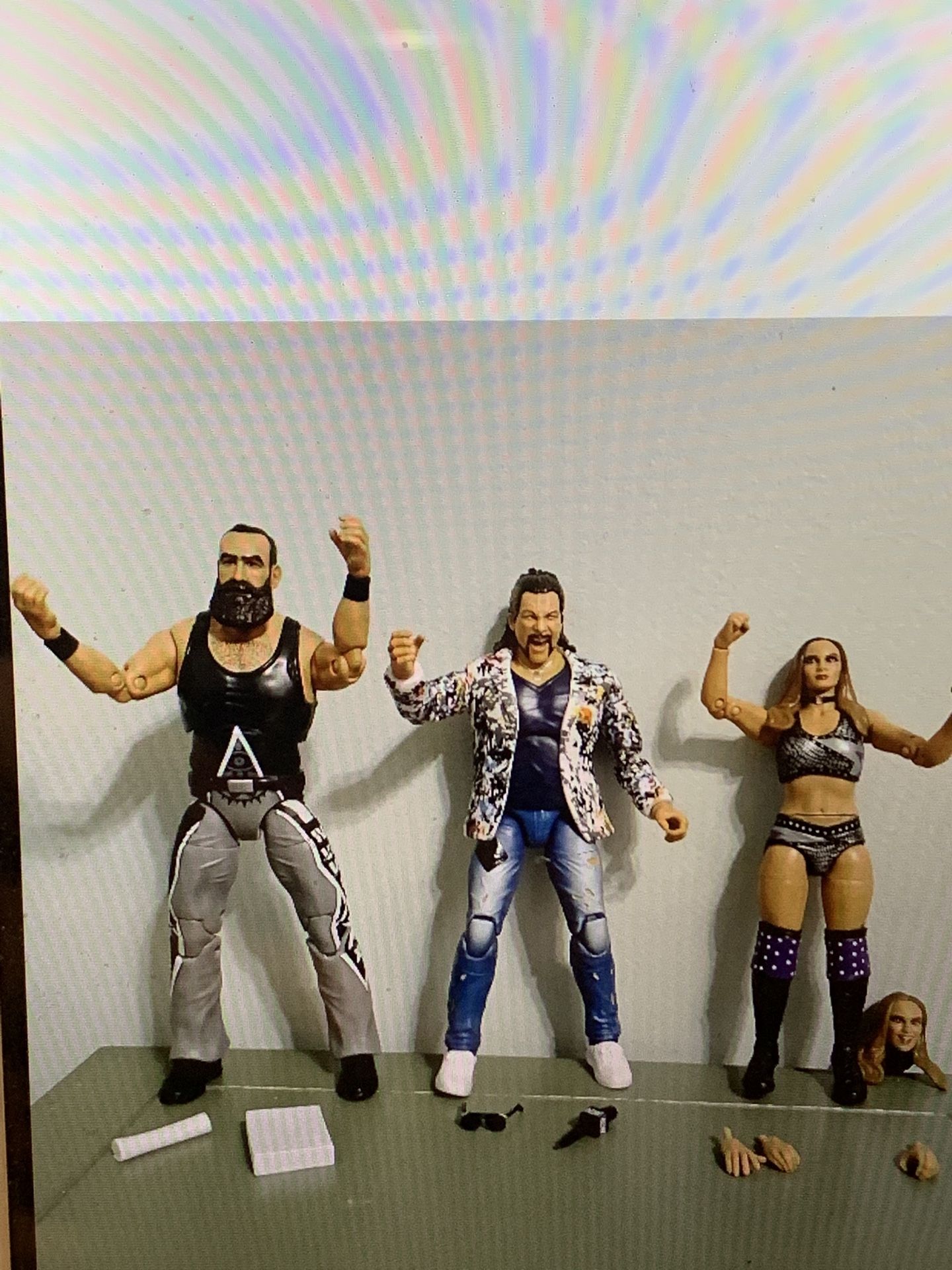 Lot  of 3 Aew Wrestling Figures Omega Anna Jay Brodie Lee Unused 