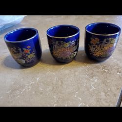 3 Vintage Peacock Cups