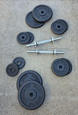 Weight plates set with dumbbell handles