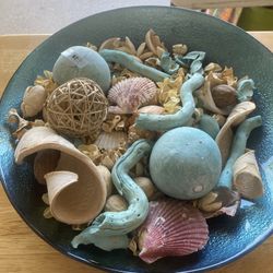 Coastal Blue round Bowl W/ Contents