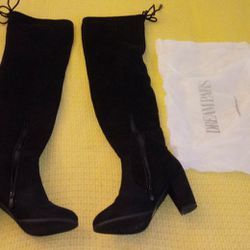WOMENS DREAM PAIRS SIZE 8 HIGH LEG SUEDE ZIP UP BOOTS
