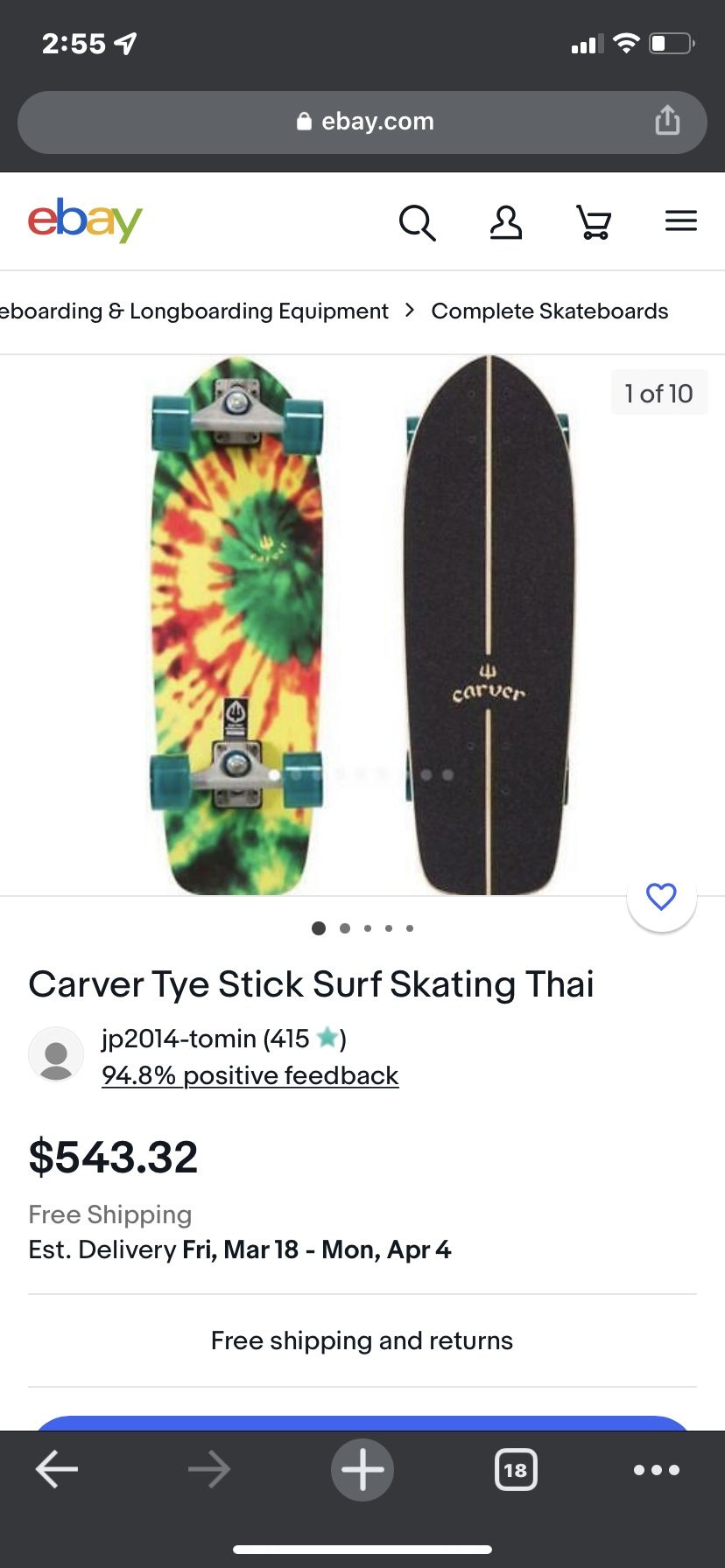 Skateboard - Carver Thai Stick Surf for Sale in Long Beach, CA