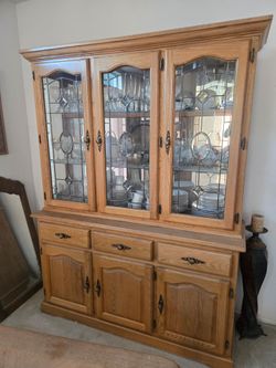 Solid Oak China Cabinet Hutch  - $200 AS-IS