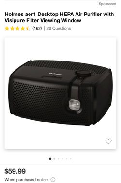 Holmes desktop hepa air purifier 2024 with visipure filter viewing window