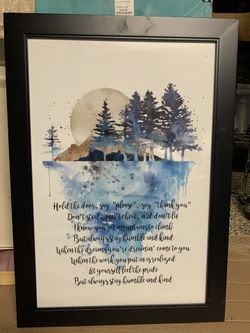 Picture 27”long X 19” Wide. Black Frame