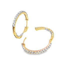 10k Yellow Gold Diamond Hoop Earrings 2 ctw