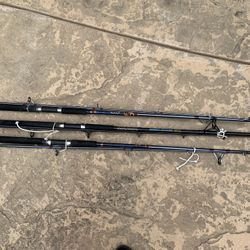 Vintage Roddy Hunter H-200 & (2) Calypso Mako Composite Salt & Fresh Water Fishing Rods