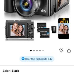 🆕 In 📦 4️⃣K Digital Camera for Photography Autofocus,Upgraded64MP WiFi Vlogging Camera for YouTube with3"180°Flip Screen,16X Zoom,Compact Travel Cam