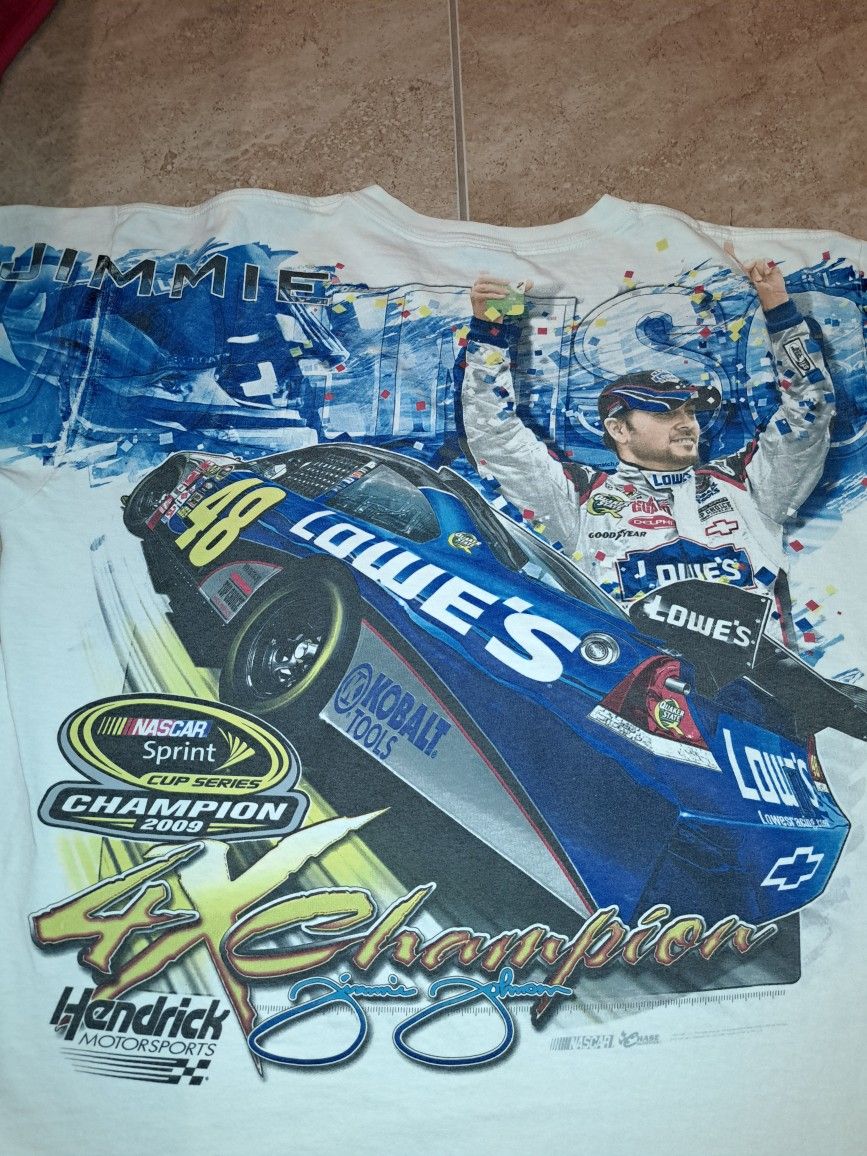Jimmie Johnson Champion All over Print Double Sided Nascar T shirt XL