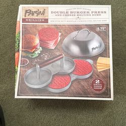 Parini Double Non-Stick Burger Press & Cheese Melting Dome 8.75" NIB. +2