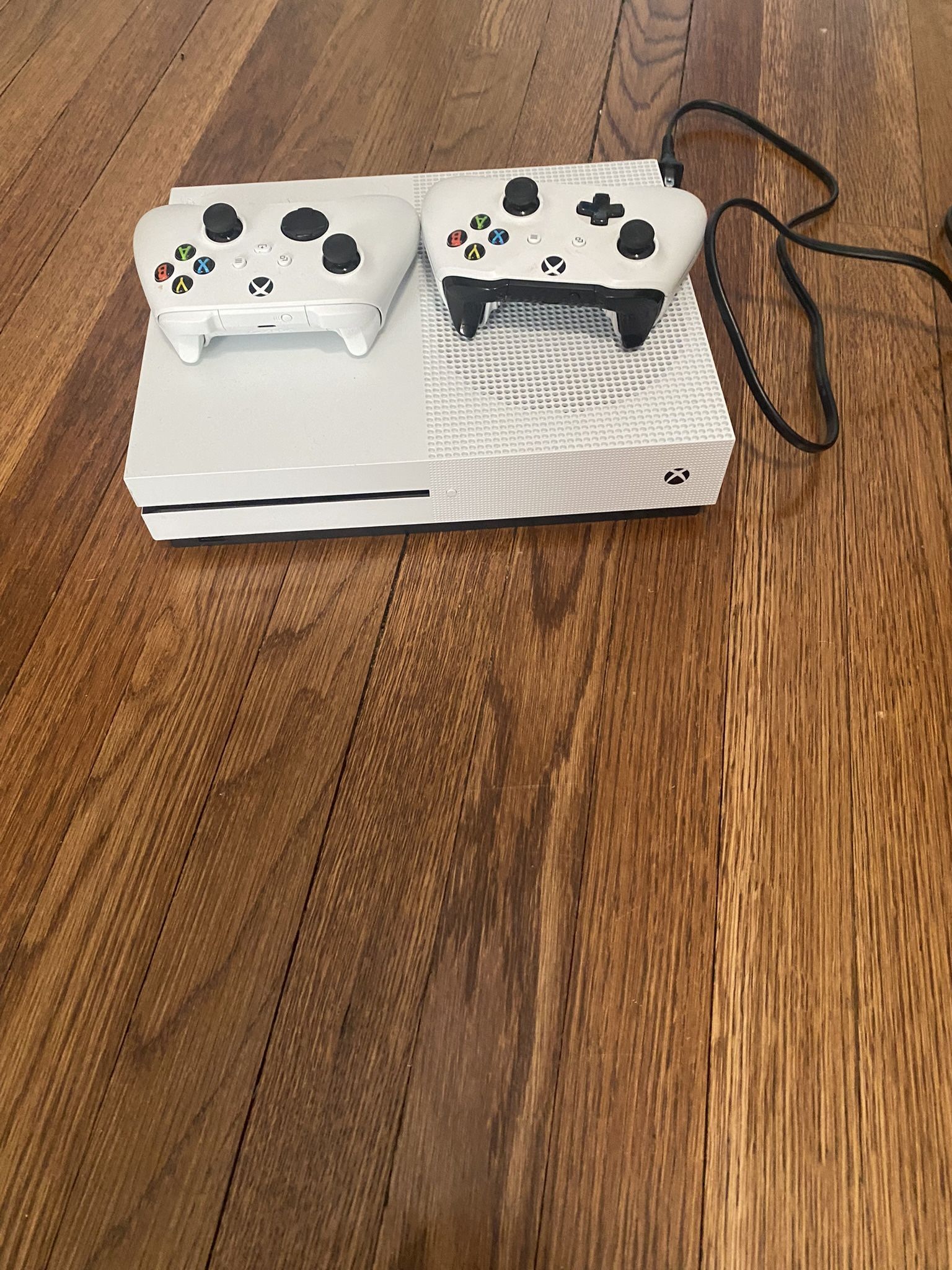 Xbox One S With 2 Controllers, Games, And Cords