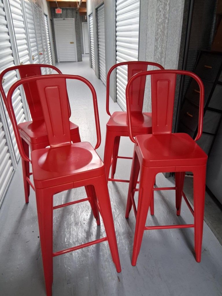 Red Metal Bar Stools