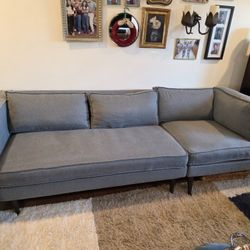 Sofa Couch Sectional Blue/Gray Used 