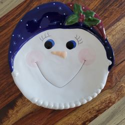 Grandma (Lady) Snowman Christmas Plate 8 1/4"