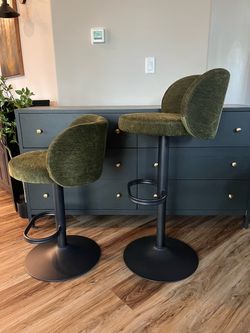 Two Adjustable Height Swivel Bar Stools