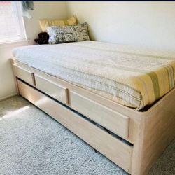 Wood Daybed Set with Trundle & Storage