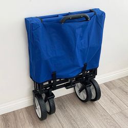 (New) $50 Collapsible Folding Wagon Outdoor Utility Cart 34x20x22”, Black/Blue color