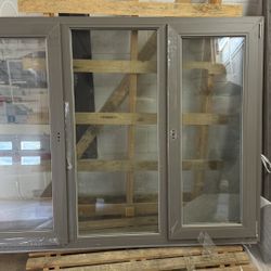 Triple Window Unit – Gray PVC Frame, Double Glass Energy Efficient (71×67)