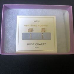 Gold Tone Rose Quarts Earrings