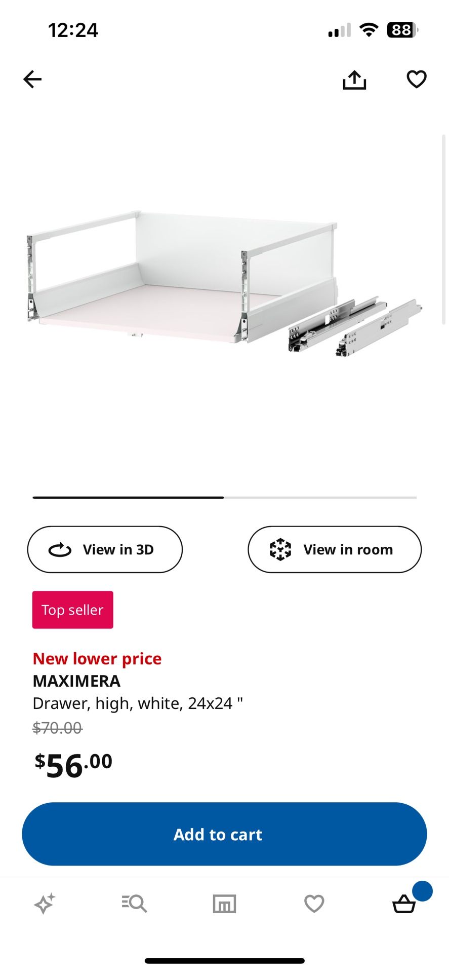 thumbnail image 2 of Ikea MAXIMERA Medium Drawer – White, 18x24, 002.656.65, Brand New 2 of 5