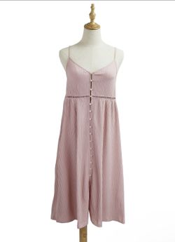 Nightgowns Summer Princess Style women's summer casual knitted striped sexy cardigan sling mid-length can be worn outside