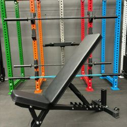 BRAND NEW Adjustable Weight Bench, Incline To Flat, Squat Rack, Bumper Plates, Barbell, Gym Mats Rubber Flooring 