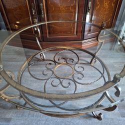Glass Coffee Table Set - Coffee Table + 2 End Tables - Bronze Frame