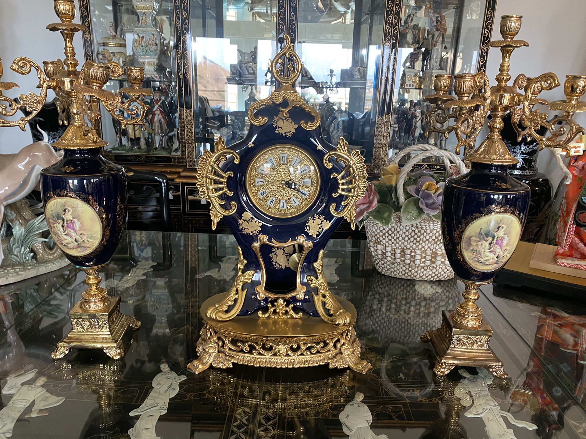 French Clock And 2 Candelabras Set 