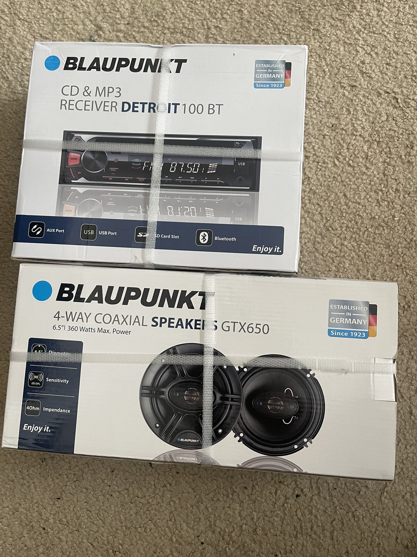 Brand New Blaupunkt Car Audio Set — Receiver + 4-Way Speakers — $100 (OBO)