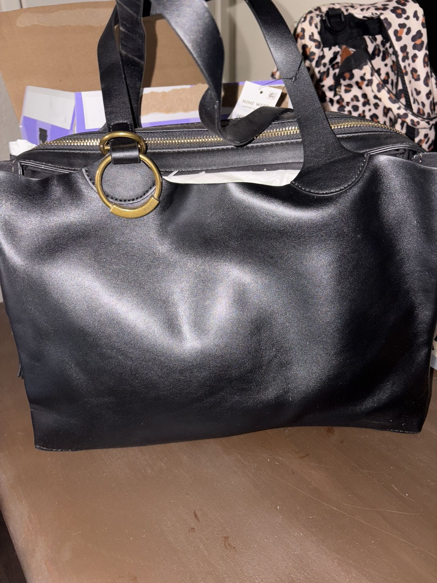 Nine West Black Leather Shoulder Bag Purse