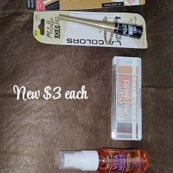 NEW NUEVOS Hand creams, face mist, eyeshadow palettes, liquid eyeliners, and lip liners. $3 each $3 Cada Uno. 