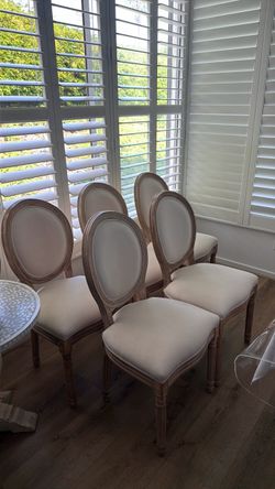 Set of 5 French Oval Back Dining Chairs
