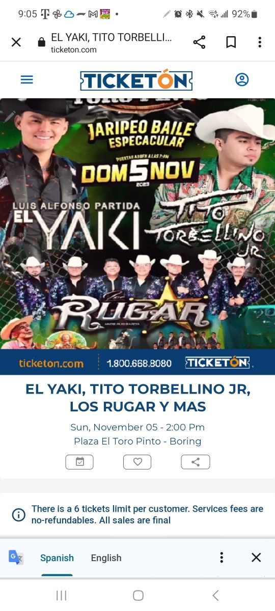 2 Tickets Para El Jaripeo