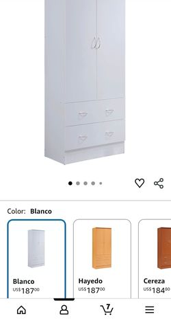 White Wardrobe Armoire with 2 Drawers