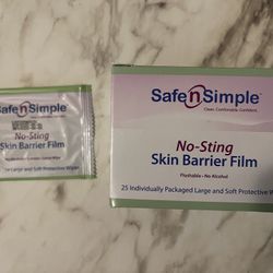 Safe n' Simple Skin Barrier Wipes - 25 Large 5” x 7” Individually Wrapped No-Sting Barrier Film Wipes - Skin Prep Protective Wipes 