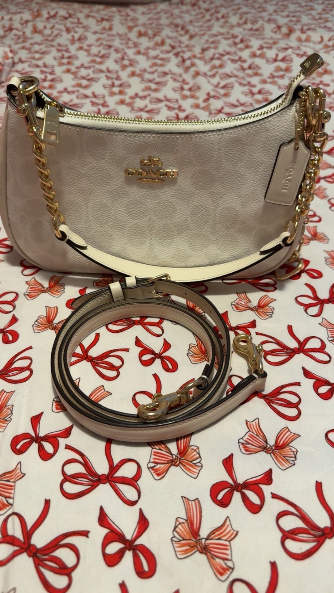 Coach Teri Hand bag White/gold