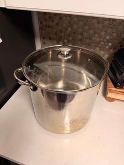 Large 16 Quart Stainless Steel Stockpot with Glass Lid