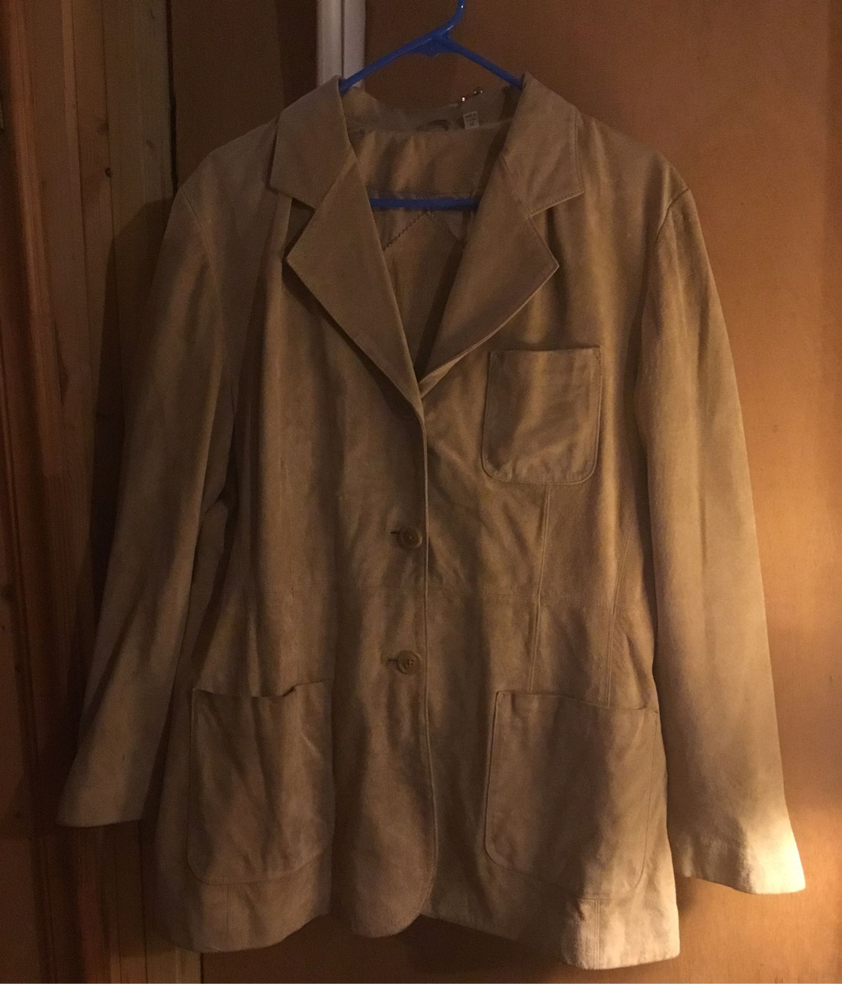 Preston & York genuine leather with polyester lining tan jacket sz 14