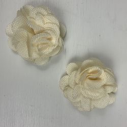 2 Beige Fabric Flower Stickers