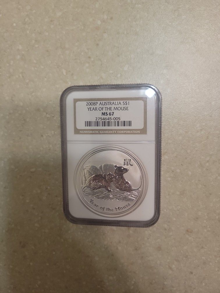 2008 Australia Year of the Mouse 1 Oz 999.9 Silver Coin