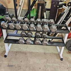 450lbs of dumbbells w/ heavy duty body solid rack