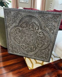 Large Embossed Metal Wall Art Panel