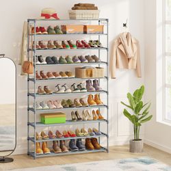Tribesigns 10 Tiers Shoe Rack Shoe Shelf Large Capacity Shoe Organizer Tall Shoe Storage for Closet Entryway, Space Saving Shoe Tower for Living Room 