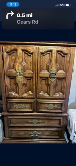 Wood Armoire Dresser with Brass Hardware
