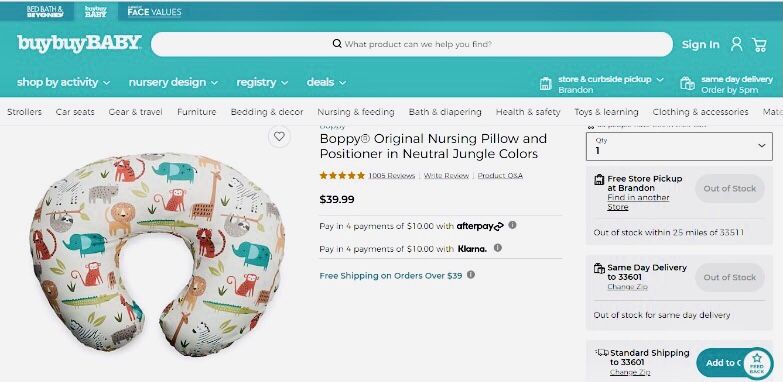 Boppy®️ Original Nursing Pillow and Positioner in Neutral Jungle Colors