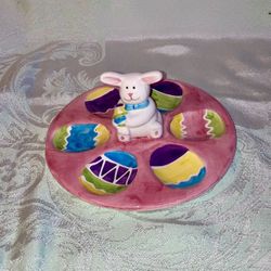 Porcelain Egg Holder With Bunny Handle